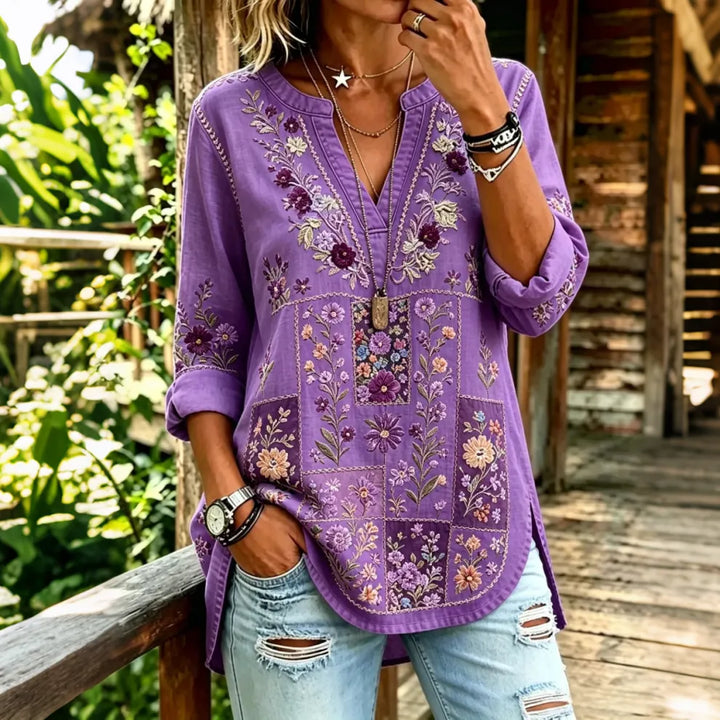 Top Retro Étnico Floral em Patchwork