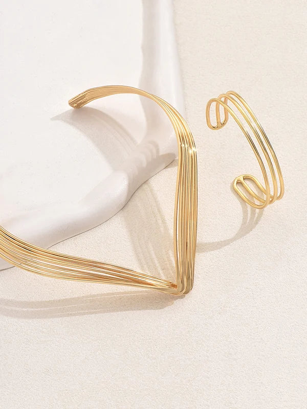 Conjunto De Collar Y Pulsera Geométrico (2 Pcs)