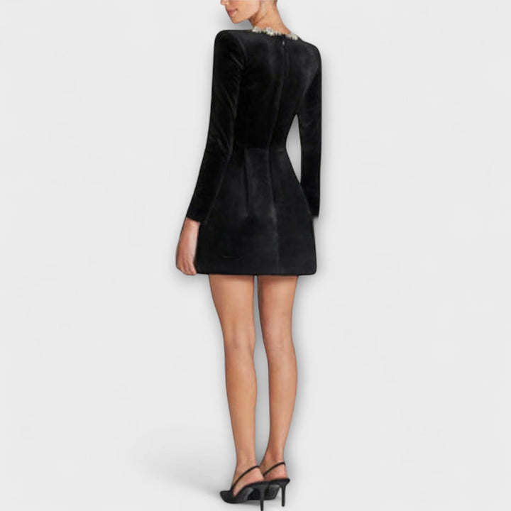 Wren | Vestido Mini De Terciopelo Con Joyas