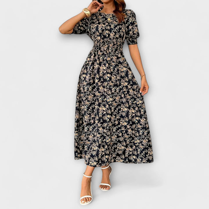 Amelia | Vestido Floral Com Gola Redonda