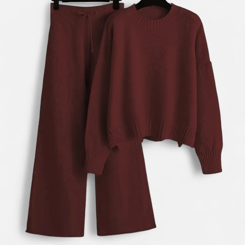 Natalia - Conjunto De Jersey De Punto Y Pantalón De Pierna Ancha Para Mujer