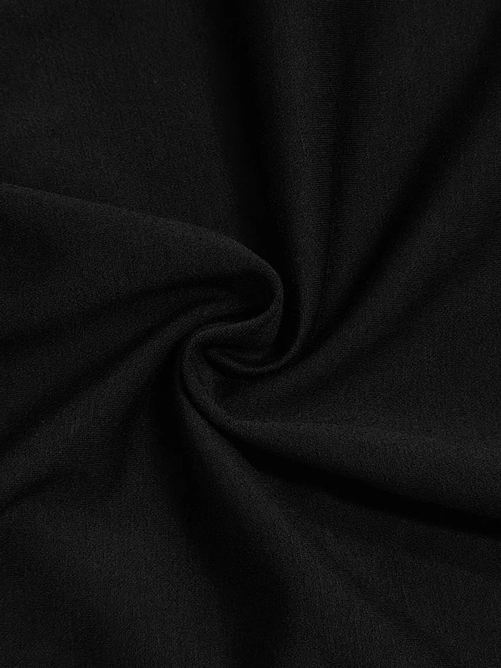 Vestido Maxi Cuello Redondo Manga Corta Asimétrico Alto-bajo Abotonado Color Sólido