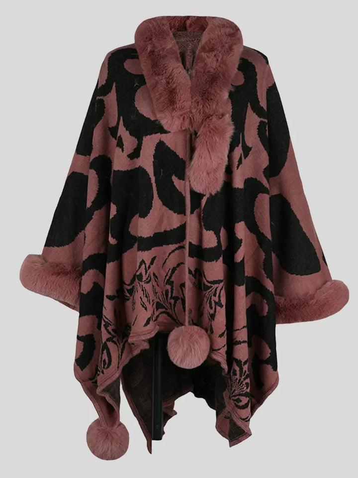 Carminho | Poncho Mujer Estampado Cuello Pelo