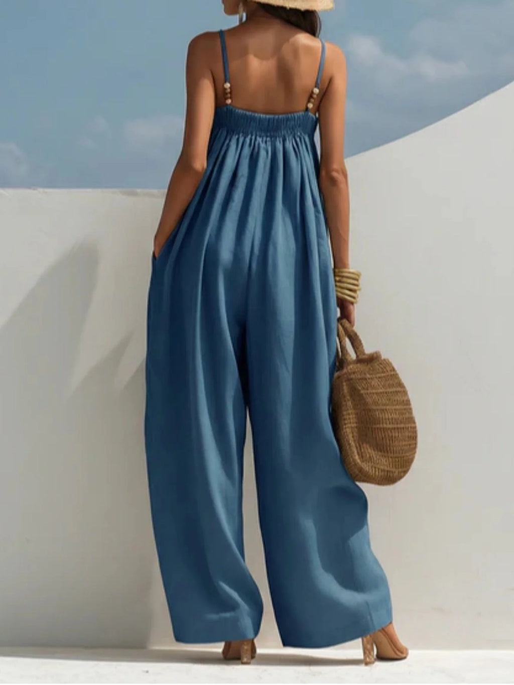 Madalena - mono de denim de piernas anchas para mujer