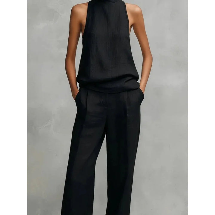 Vera - Conjunto Femenino De Dos Piezas Sin Mangas Con Cuello Alto Para Verano