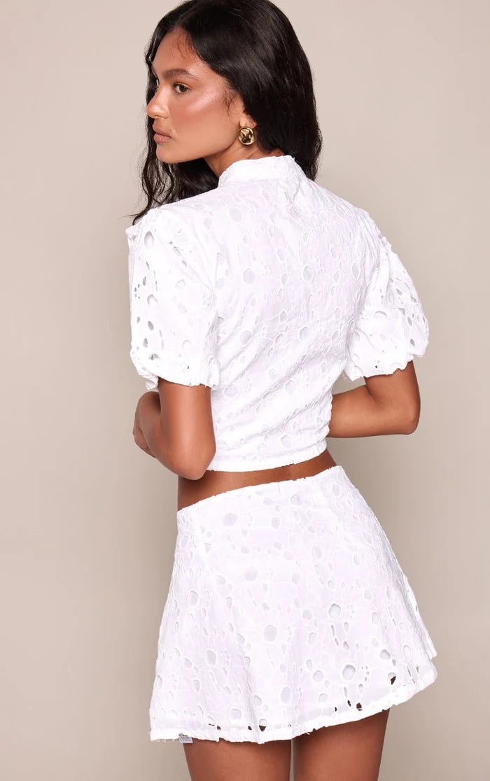 Broderie Skirt with Flared Hem