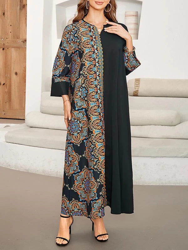 Vestido Maxi Assimétrico Estampado e Solto