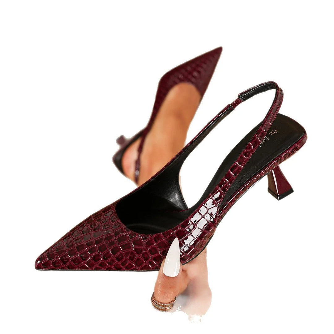 Mara – Sapatos Slingback Com Textura de Cobra