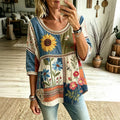 Camiseta casual con estampado floral bohémio
