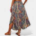 FALDA FLORAL MIDI DE CINTURA ALTA