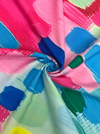 Vestido maxi suelto sin mangas escote en v estampado color contrastante