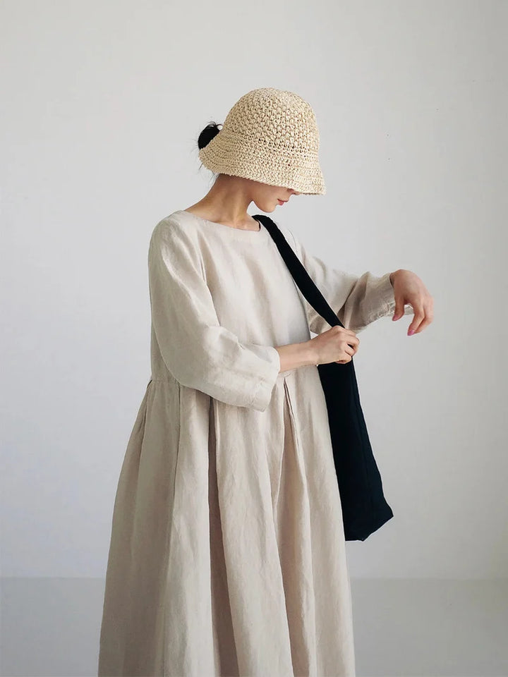 Cielo Vestido Largo Mujer – Lino Ligero, Comodidad Natural Y Estilo Minimalista Elegante