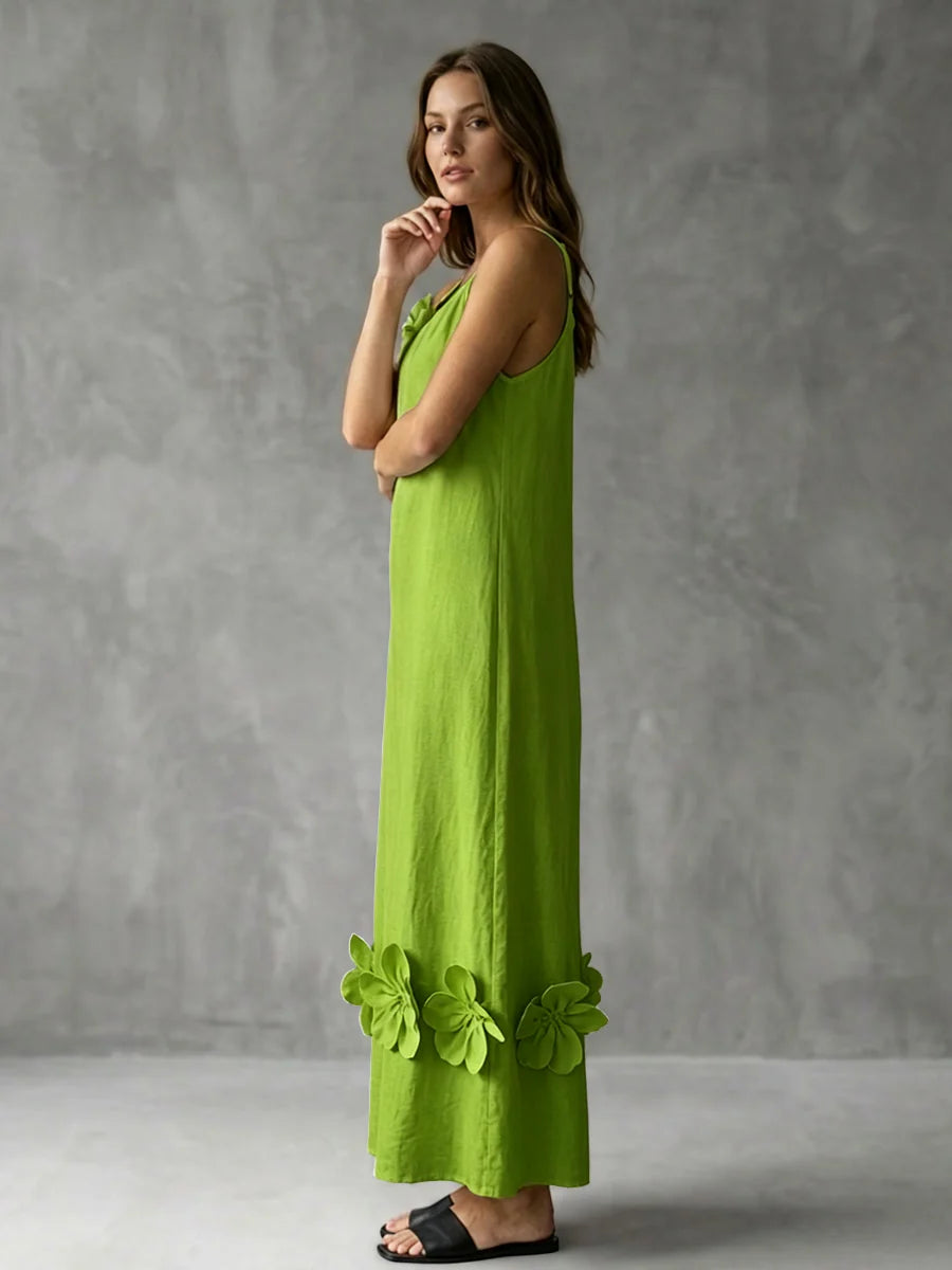 Vestido Midi Floral 3d Con Tirantes
