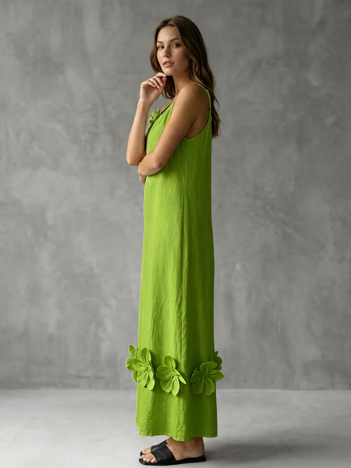 Vestido Midi Floral 3d Con Tirantes