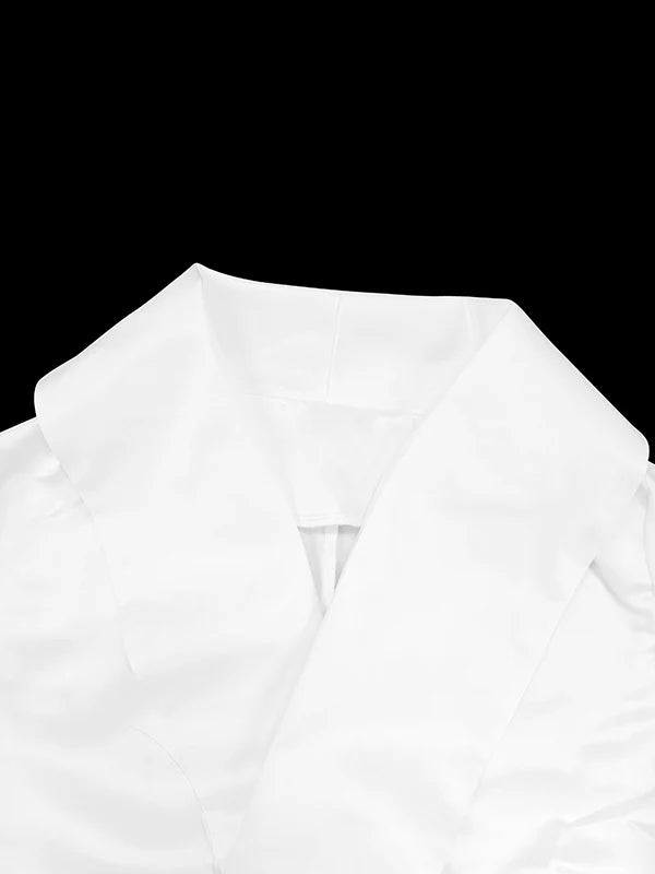 Blusa Suelta Manga Larga Con Botones Y Cuello Alto