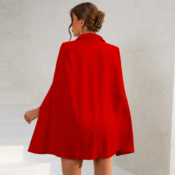 Minivestido Blazer-capa Femenino – Estilo Ajustado Con Cinturón Para Oficina Y Eventos Nocturnos