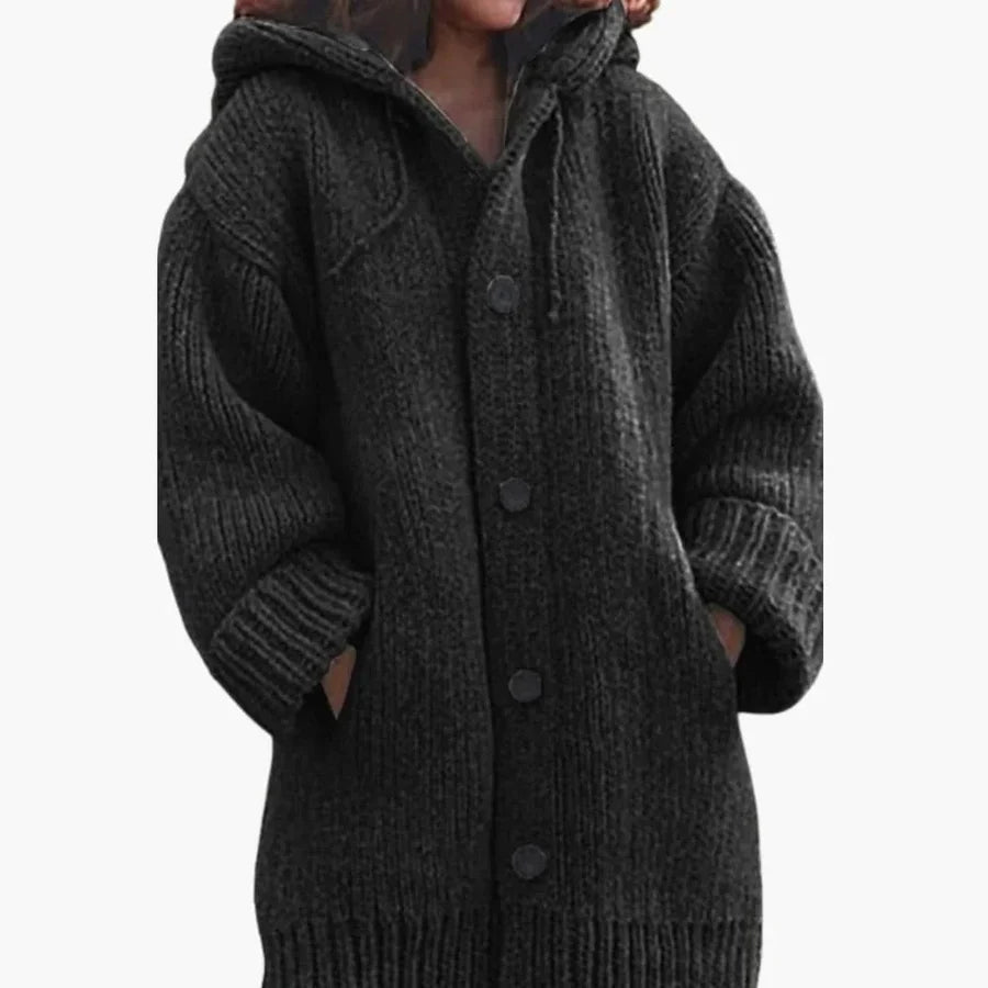 Sweet | Women's Button-Up Knitted Hoodie Cardigan