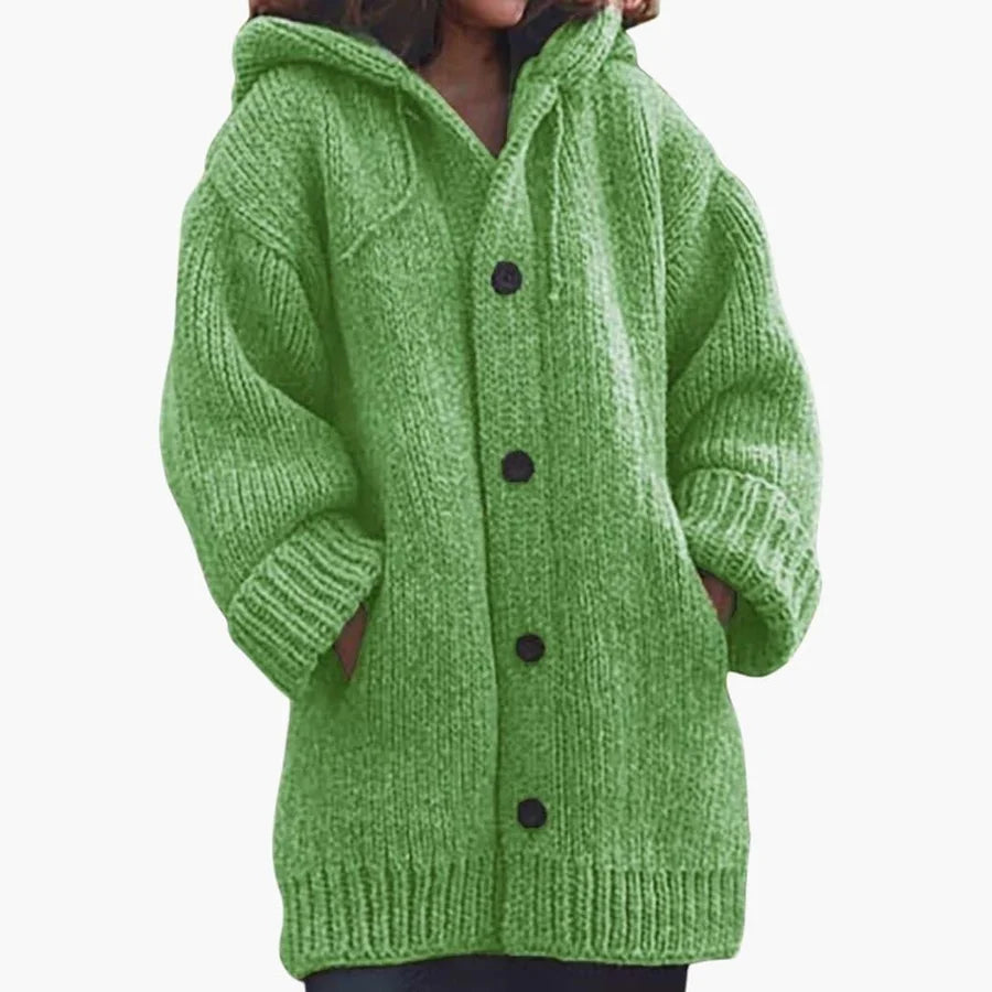 Sweet | Women's Button-Up Knitted Hoodie Cardigan