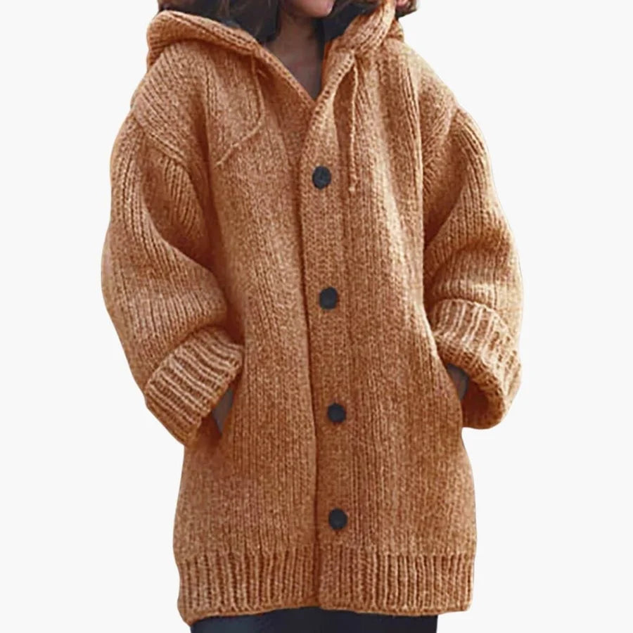 Sweet | Women's Button-Up Knitted Hoodie Cardigan