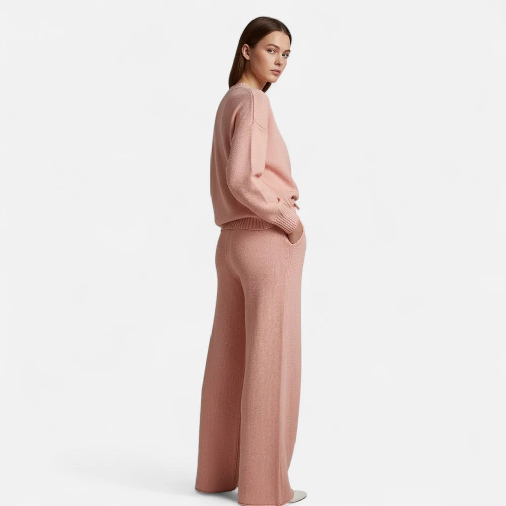 Natalia - Conjunto De Jersey De Punto Y Pantalón De Pierna Ancha Para Mujer