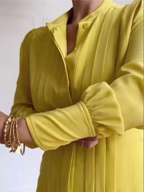 Vestido Maxi Camisero Línea A Con Bolsillos, Cintura Anudada Y Escote En V