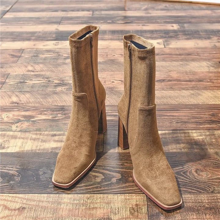 Mila - Botas De Tacon Ancho Y Puntera Cuadrada