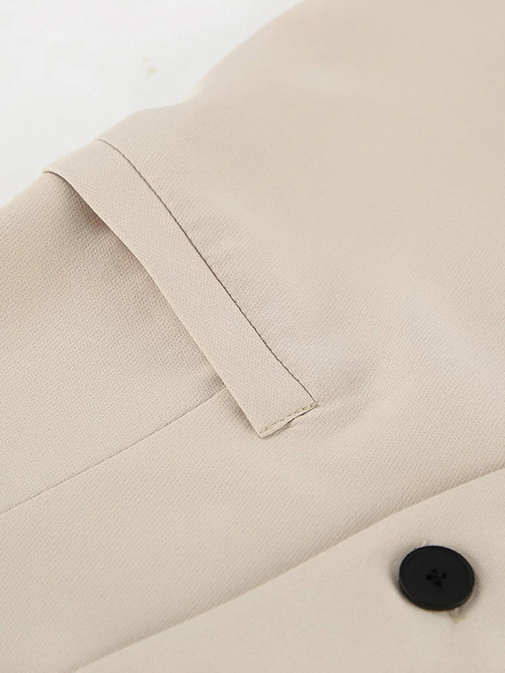 Conjunto De Duas Peças: Calças Cropped De Perna Larga Com Bolsos E Botões + T-shirt Sem Mangas