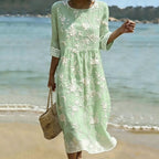 Vestido Floral Bohemio Vintage de Manga 3/4