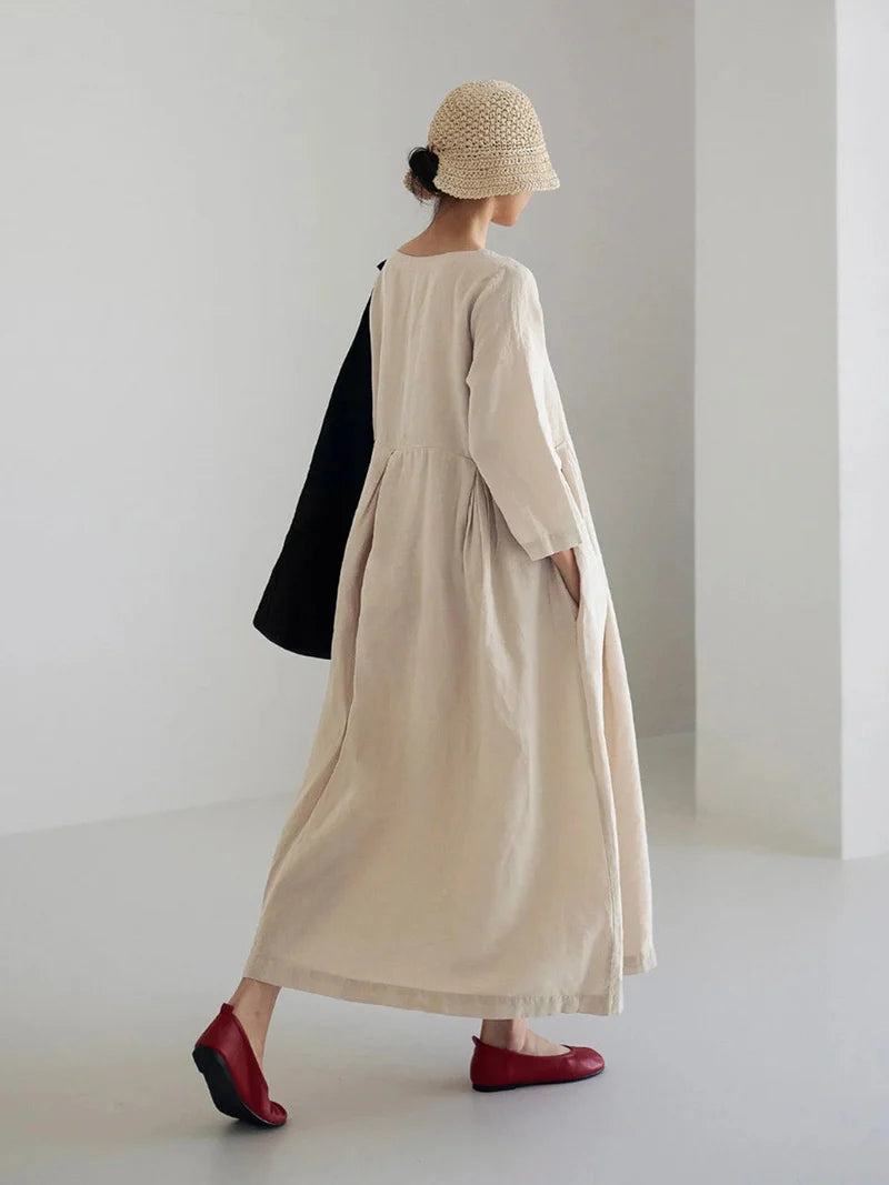 Cielo Vestido Largo Mujer – Lino Ligero, Comodidad Natural Y Estilo Minimalista Elegante