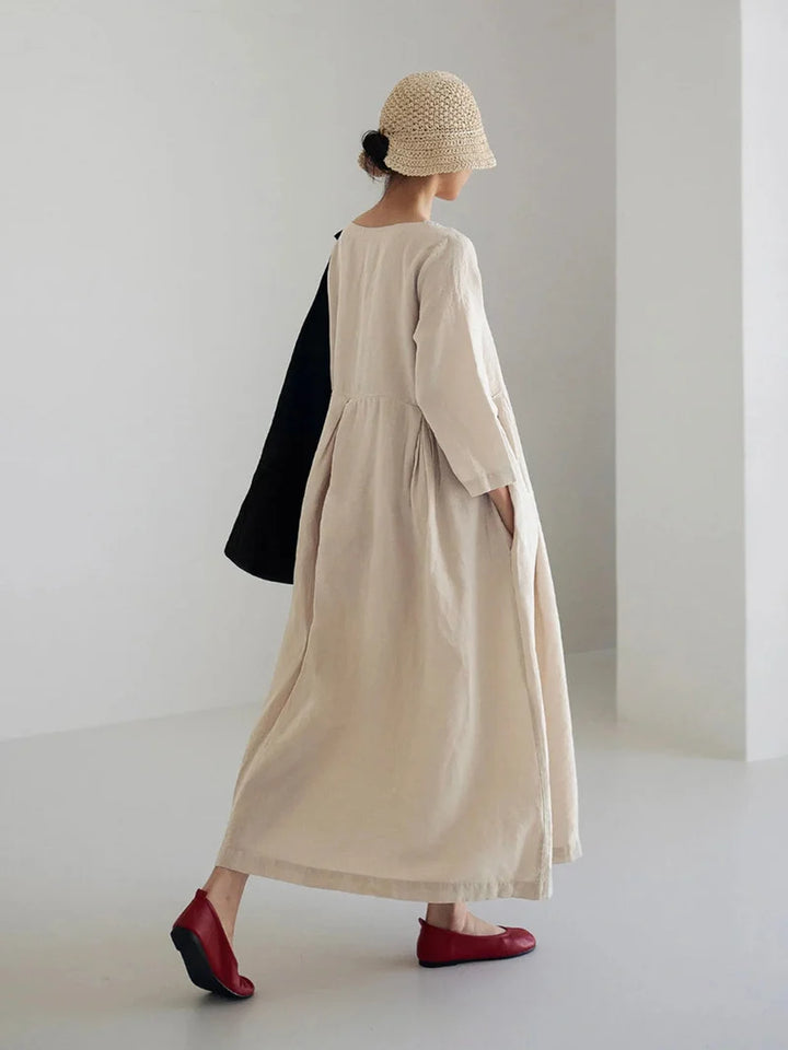Cielo Vestido Largo Mujer – Lino Ligero, Comodidad Natural Y Estilo Minimalista Elegante