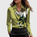 Blusa Satinada Elegante con Cuello Fruncido