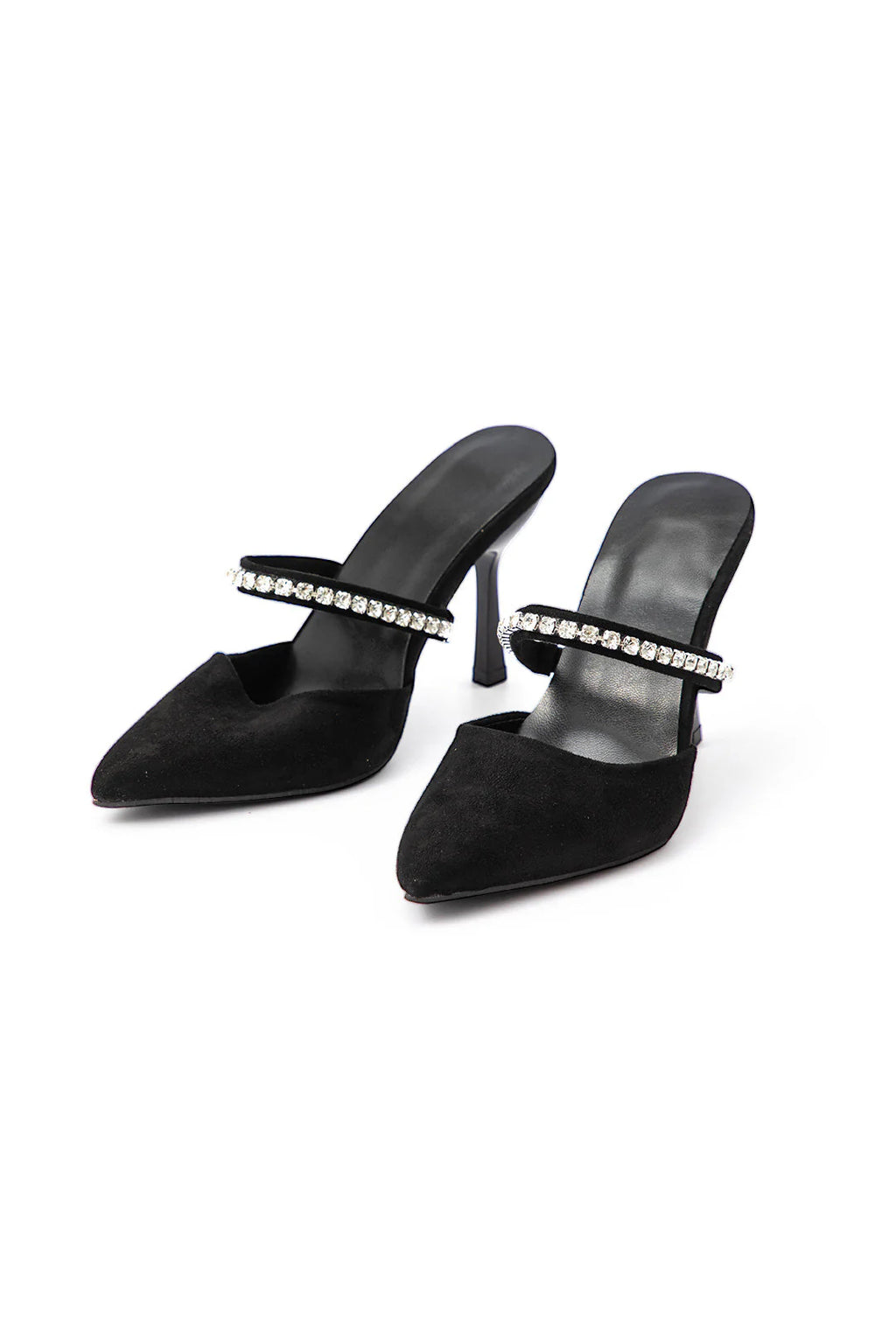 Sandalias de tacón alto con punta afilada adornadas con strass