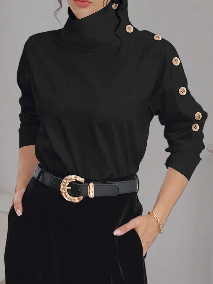 Blusa Camisa Color Sólido Manga Larga Con Botones Y Tirantes Ajustables