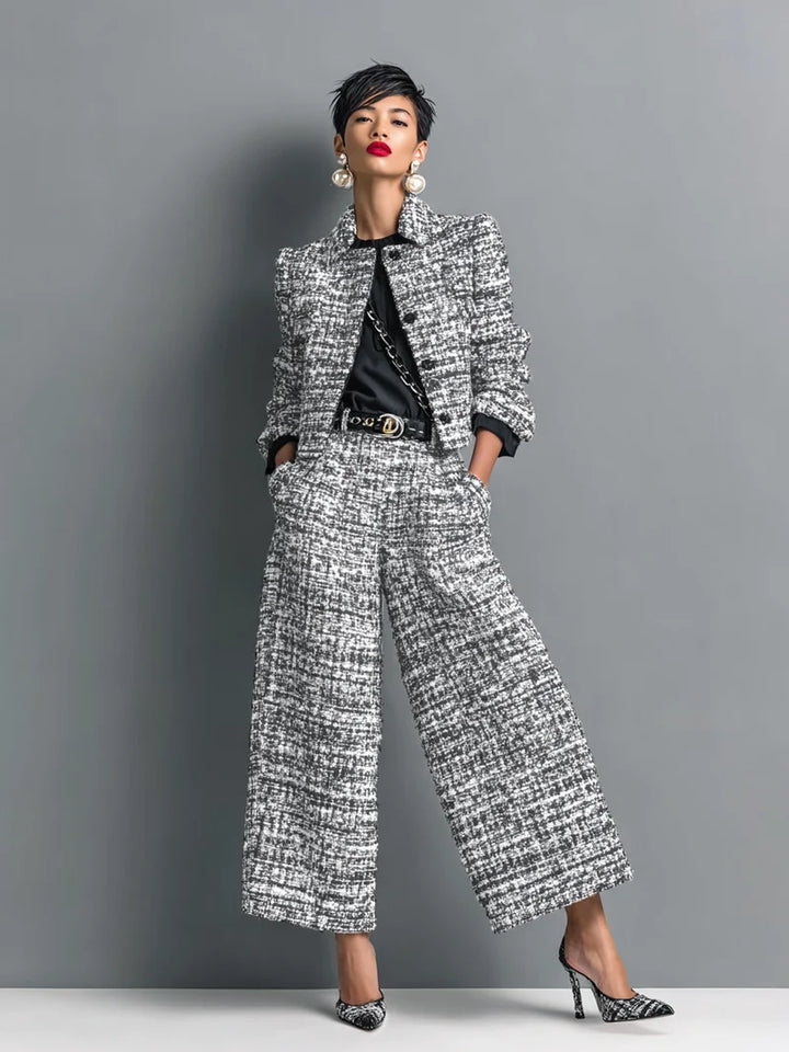 Two-Piece Textured Pant Suit