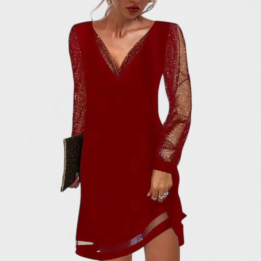Matilda - Vestido De Noche Con Mangas Transparentes