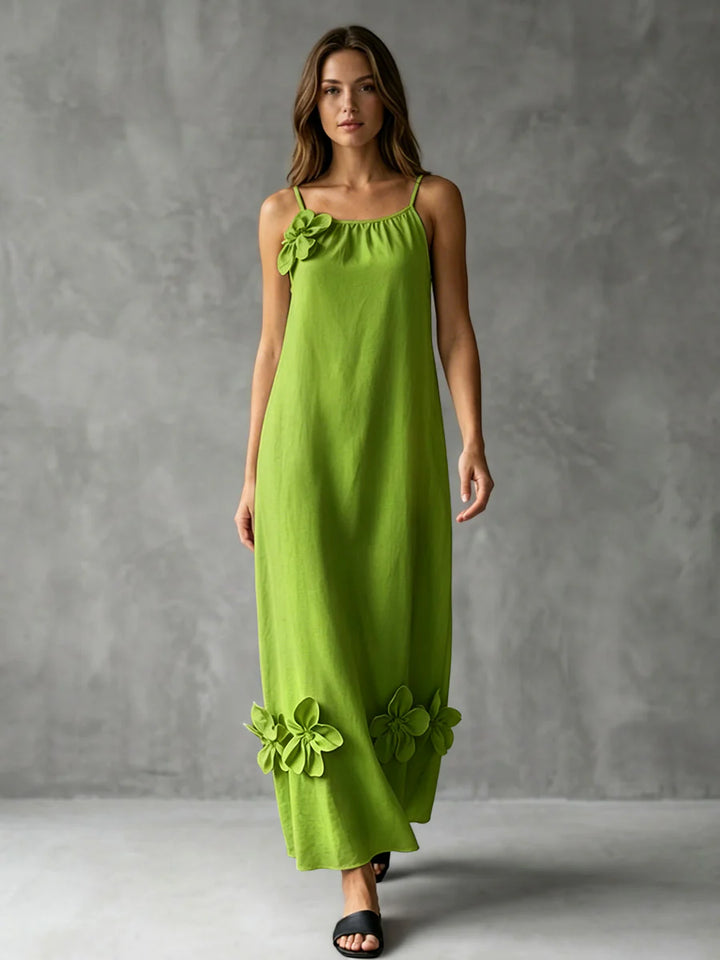 Vestido Midi Floral 3d Con Tirantes