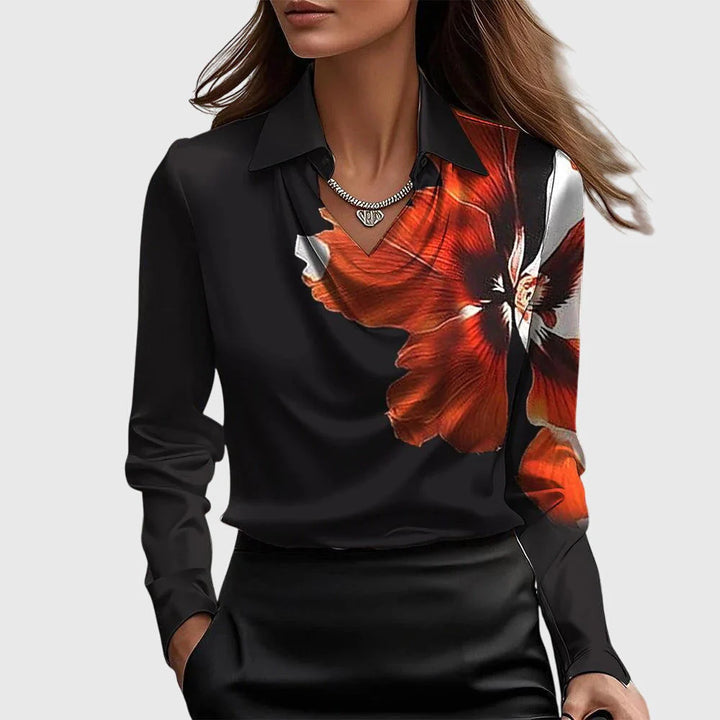 Blusa Acetinada Elegante Com Gola Franzida