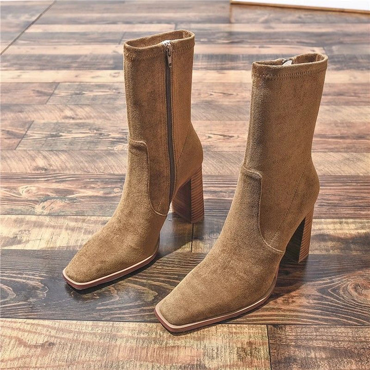 Mila - Botas De Tacon Ancho Y Puntera Cuadrada