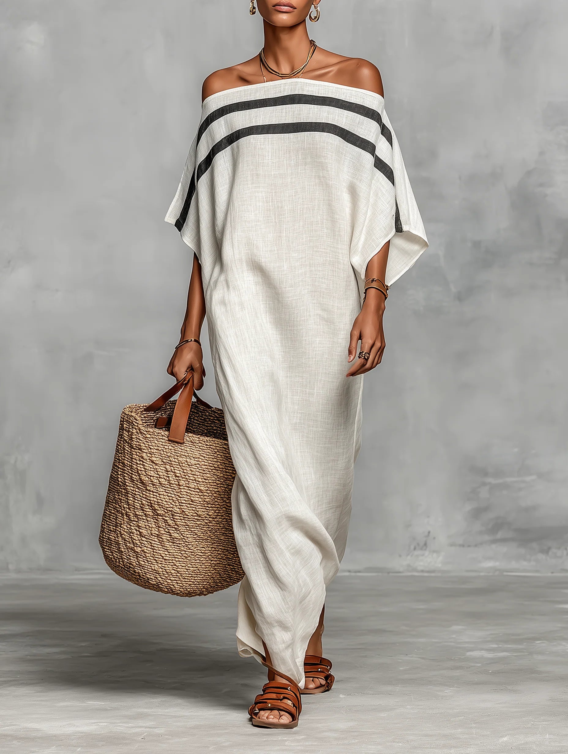 Amelia - vestido maxi femenino minimalista en lino