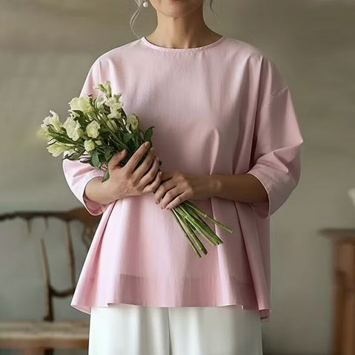 CAMISA FEMENINA CASUAL EN MEZCLA DE LINO