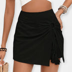 Shorts de cintura alta con falda
