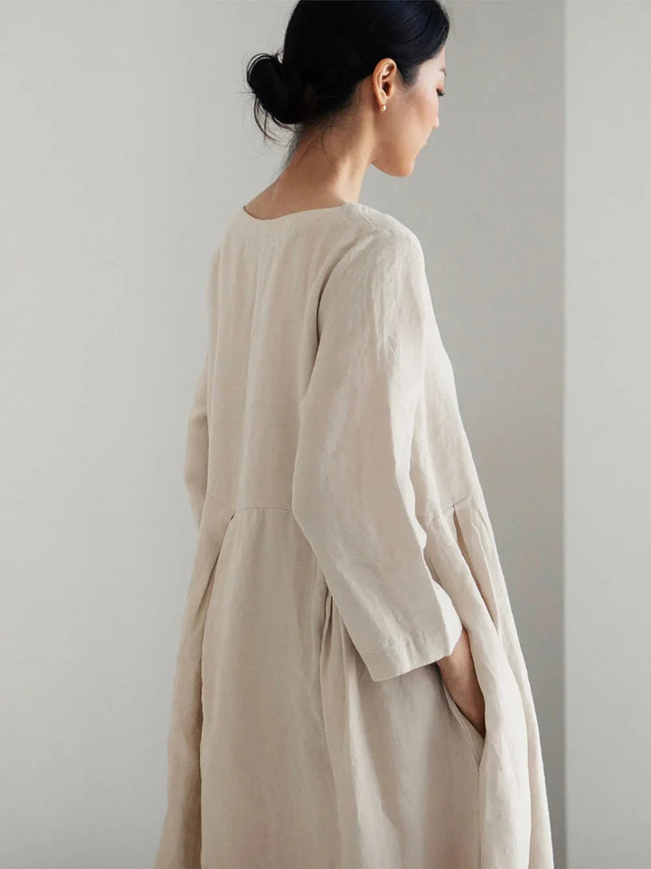Cielo Vestido Largo Mujer – Lino Ligero, Comodidad Natural Y Estilo Minimalista Elegante