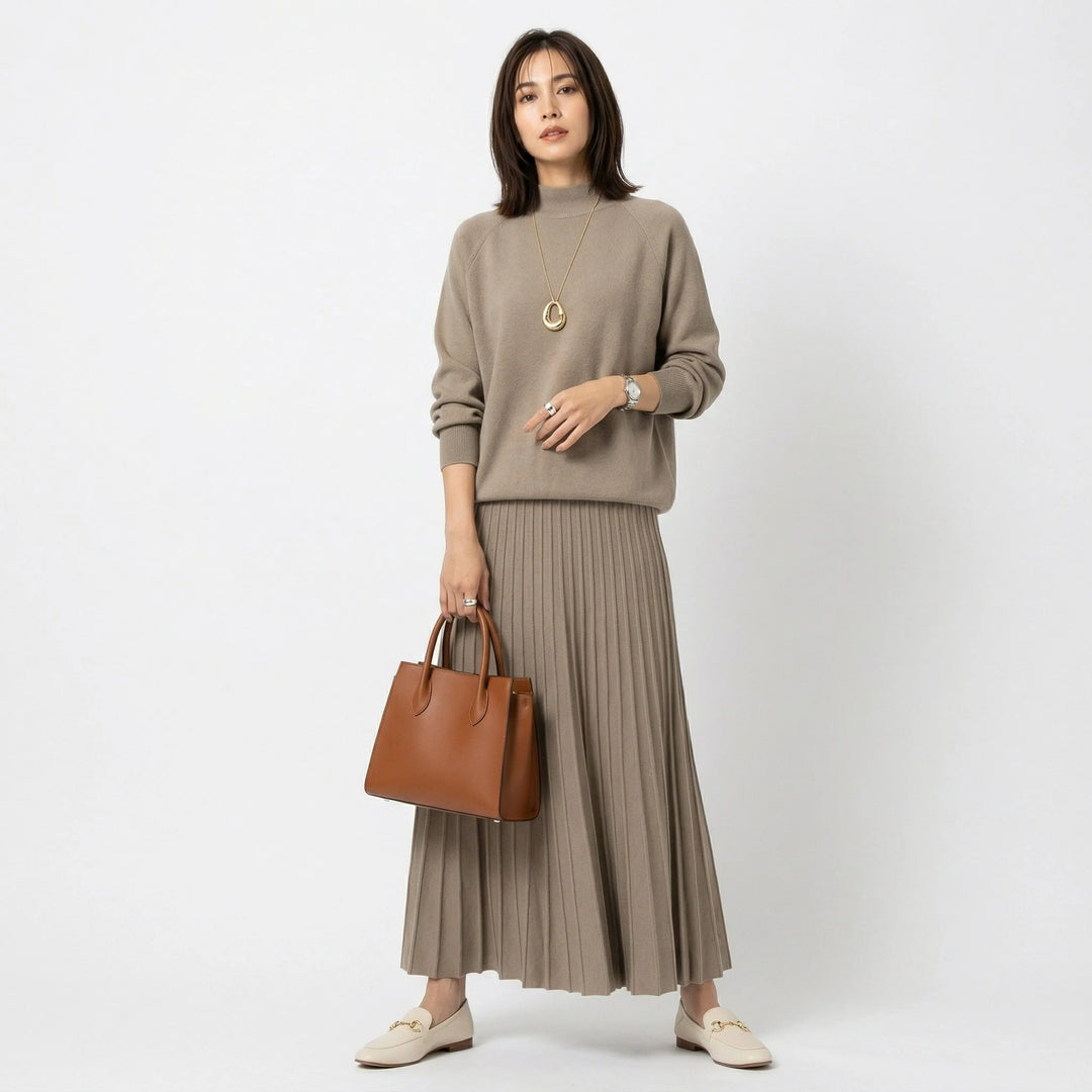 Filipa - Conjunto Camisola de Malha e Saia Plissada