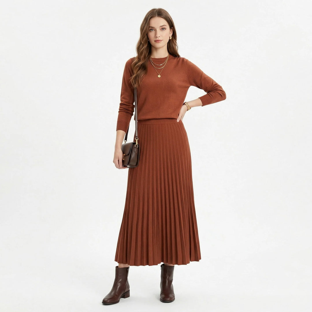 Filipa - Conjunto Camisola de Malha e Saia Plissada