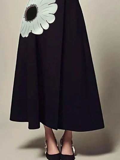 VESTIDO MIDI FLORAL GOLA ALTA EM A MANGA COMPRIDA MULHER - OUTONO INVERNO