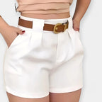 Shorts Plisados de Cintura Alta