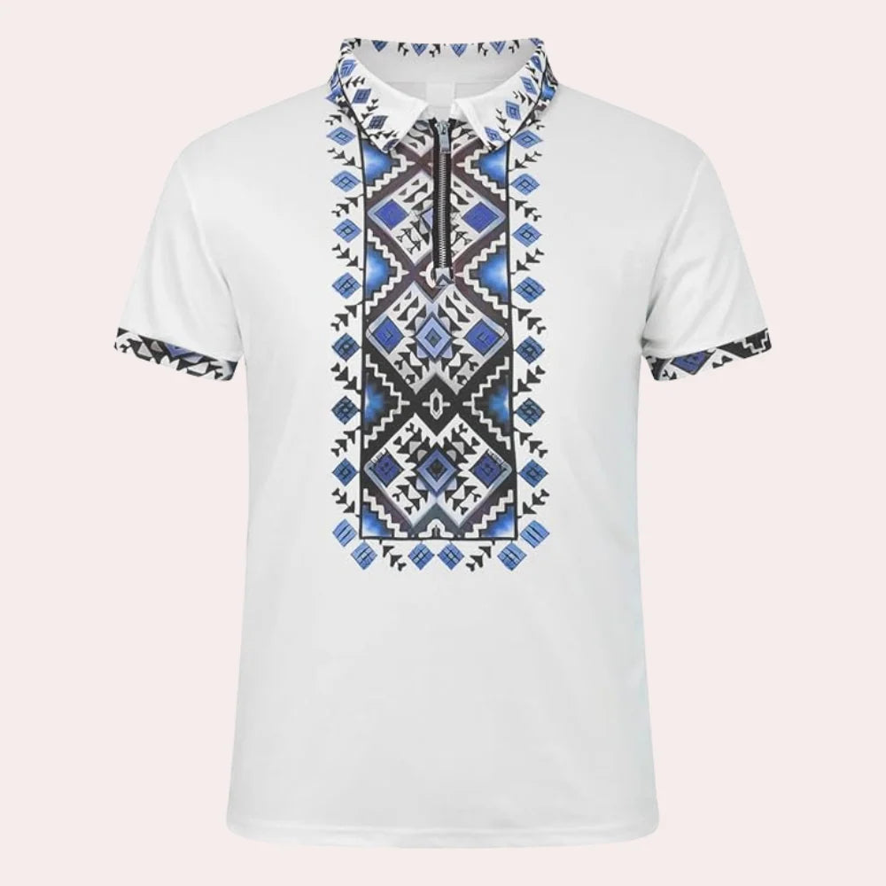 Polo Masculino Bordado Con Detalle De Patrón Corte Slim Top Casual