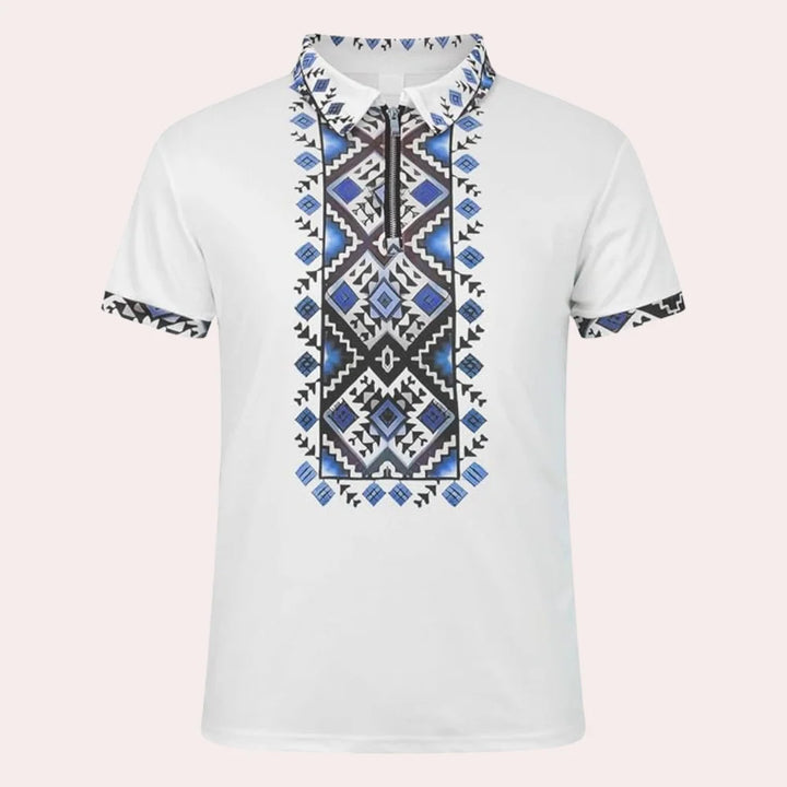 Polo Masculino Bordado Con Detalle De Patrón Corte Slim Top Casual