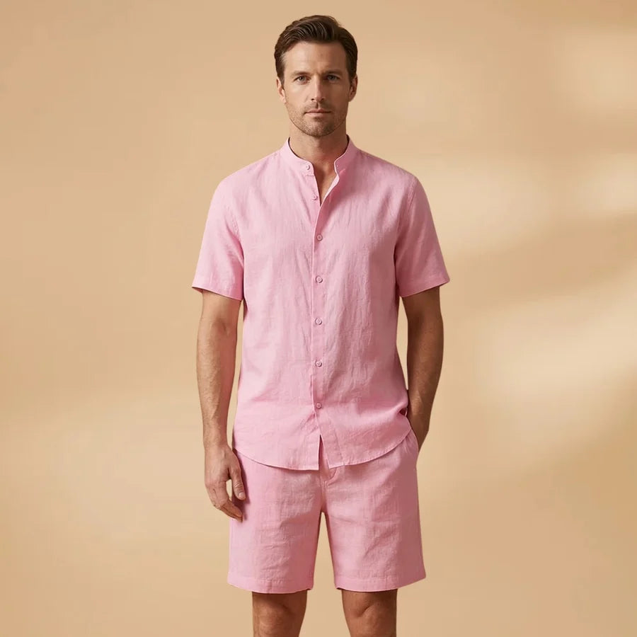 Francisco | Conjunto Camisa Manga Corta Shorts Hombre Cintura Elástica