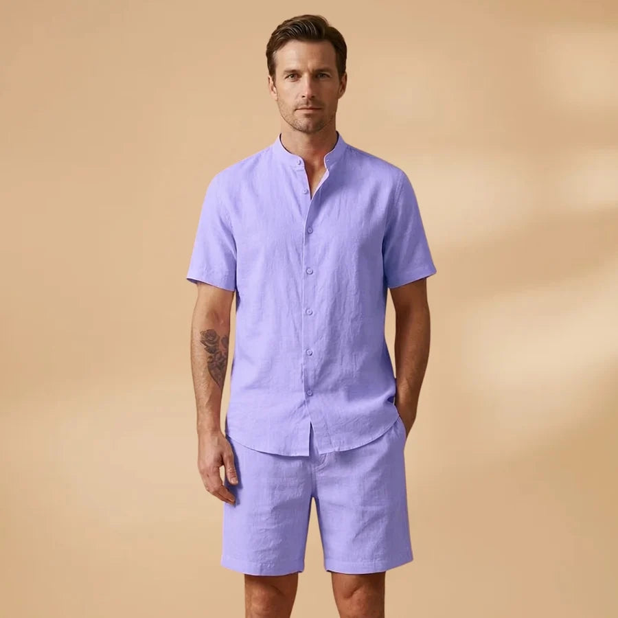 Francisco | Conjunto Camisa Manga Corta Shorts Hombre Cintura Elástica